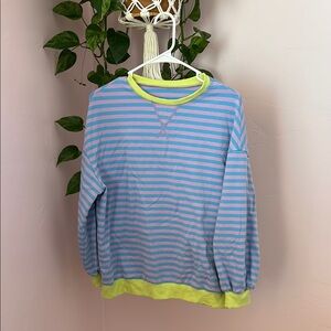 Striped Long Sleeve Tee - Blue and Green